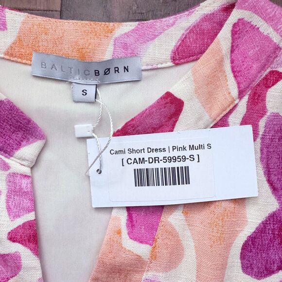NWT Baltic Born Pink Multi Floral Cami Short Linen Blend Dress Sz S Cute Summer - Picture 8 of 16